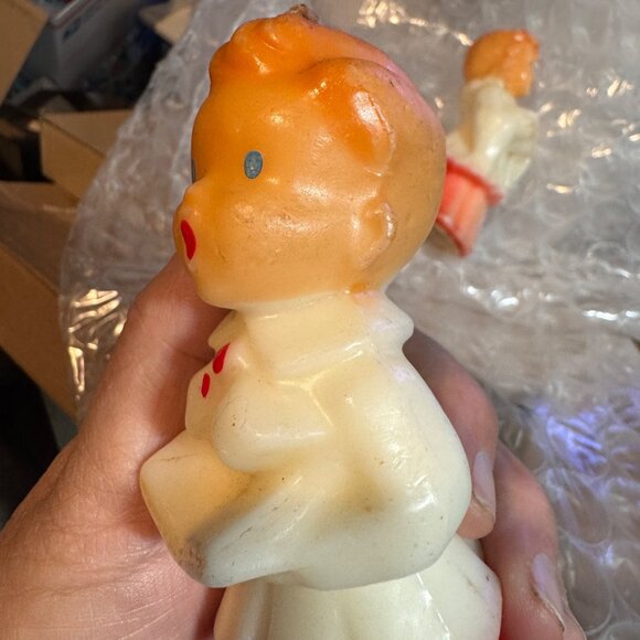 2 Vintage Large Gurley Christmas Choir Girl Boy Candles 5” Red Robe Unburned rea - Picture 6 of 10